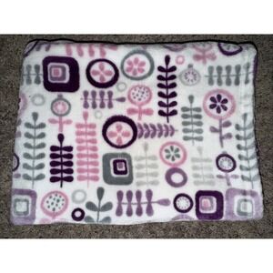 Little Miracles Purple Gray Flowers Circles Squares Plush‎ Baby Blanket Lovey